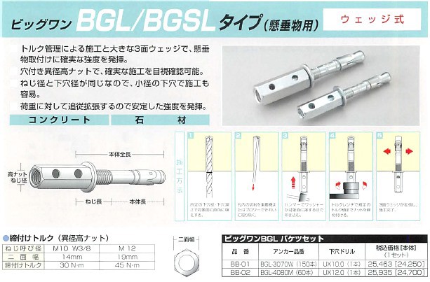 ユニカ ビッグワン BGSLタイプ (ステンレス) 小箱：30本 BGSL-4080M かんだ！