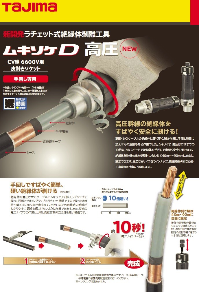 Tajima タジマ CV線6600V用皮剥きソケット ムキソケD高圧 22 DK-MSDK22 